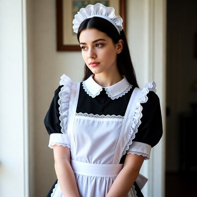 Woman in French maid uniform