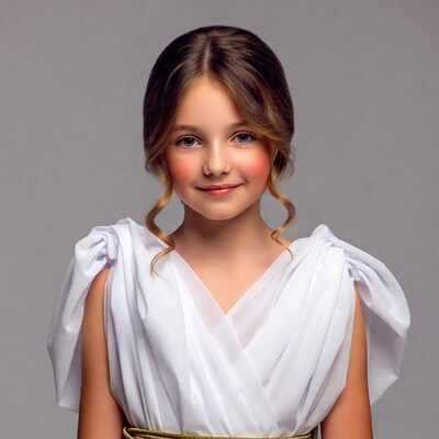 Girl in white Greek dress