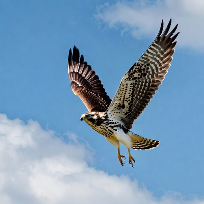 Red-tailed Hawk Flying in Sky