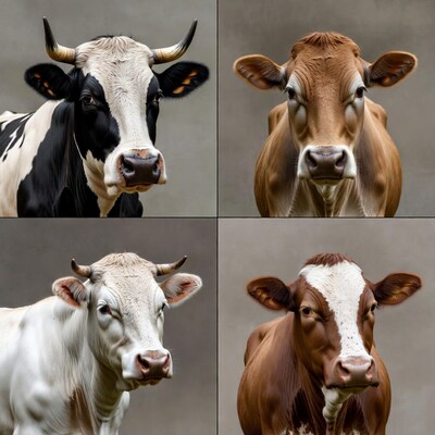 Four Cow Portraits Closeup