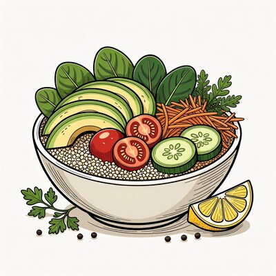 Vibrant Quinoa Buddha Bowl Illustration