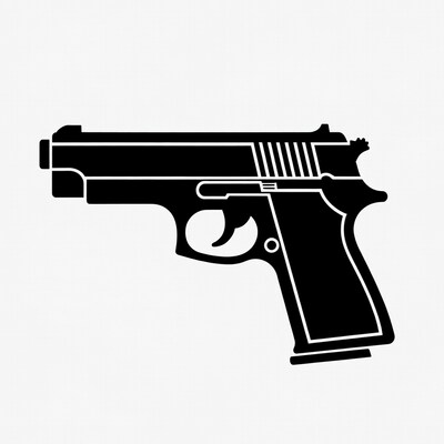 Black pistol silhouette icon