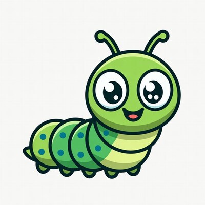 Cute green cartoon caterpillar