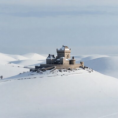 Medieval Castle on Snowy Dunes