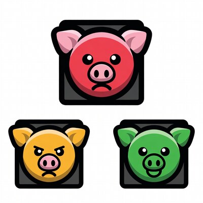 Three Angry Cartoon Pigs