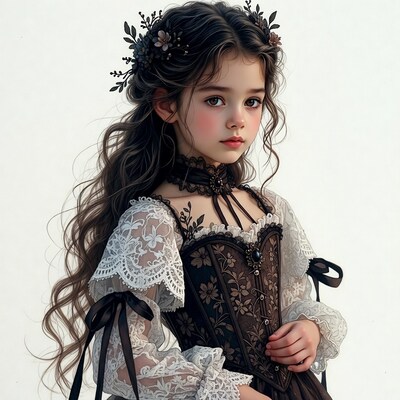 Girl in gothic lace dress