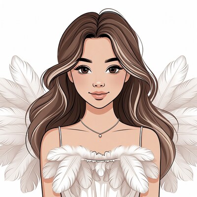 Beautiful Asian woman with angel wings