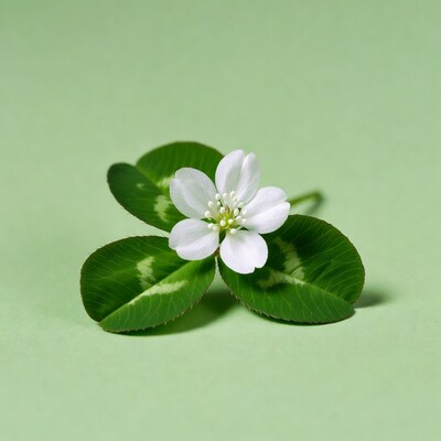 White Flower on Four-Leaf Clover