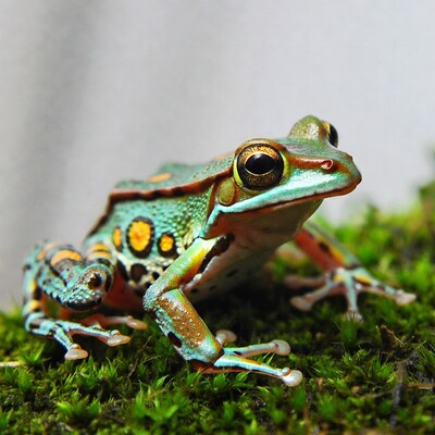 Colorful Poison Dart Frog on Moss