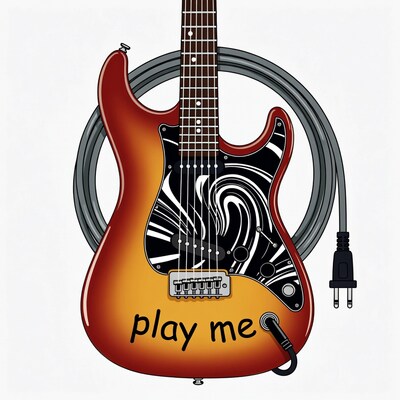 Electric Guitar with Play Me Text