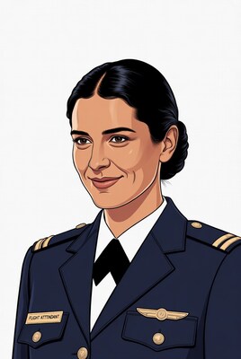 Smiling flight attendant woman illustration
