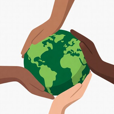 Hands holding Earth illustration