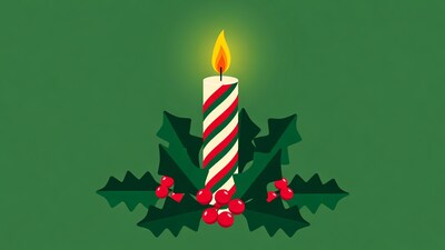 Christmas Candle with Holly