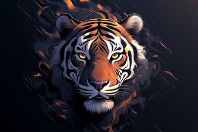 Fierce Tiger Face Illustration