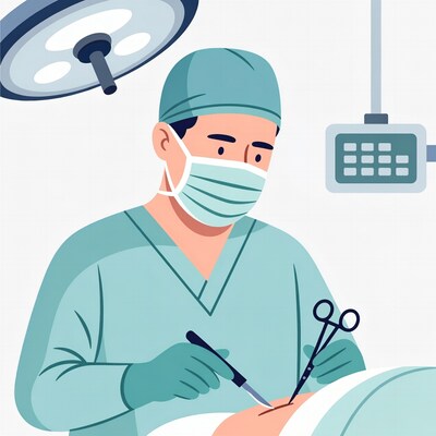 Surgeon performing operation illustration