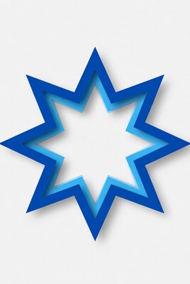 Blue 3D Nonagon Star