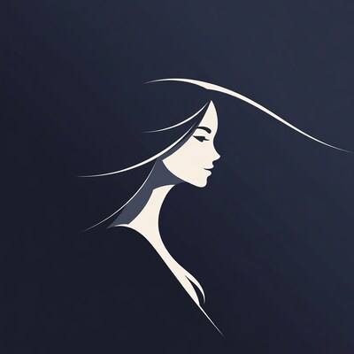 Silhouette of woman with flowing hair