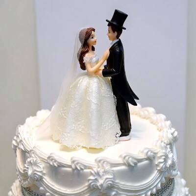 Bride and groom cake topper dancing