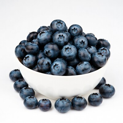 Fresh Blueberries in White Bowl