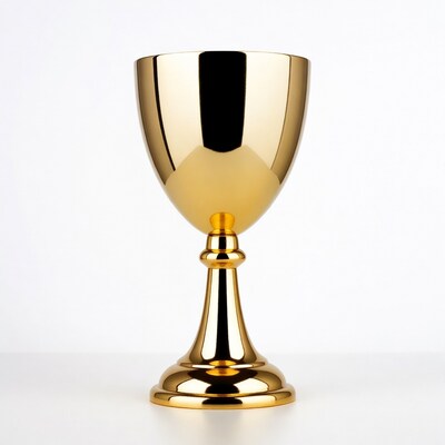Golden Chalice on White Background