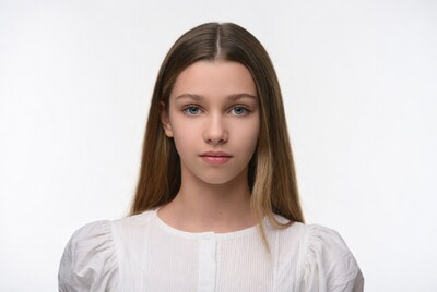 Teen girl with long brown hair