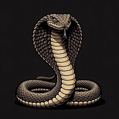 Hooded Cobra Snake Illustration