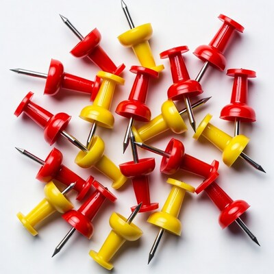 Red and Yellow Push Pins