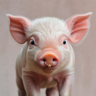 Piglet with nose ring