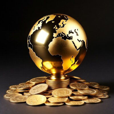 Golden Globe on Coin Stack