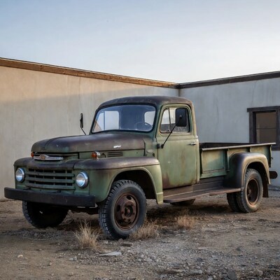 Rusty Green Vintage Pickup Truck