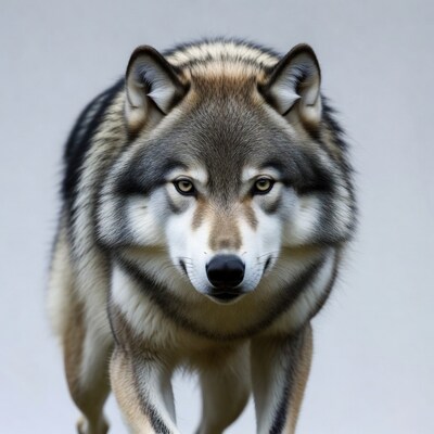 Gray wolf close-up portrait