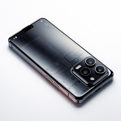 Black iPhone 14 Pro with grid overlay