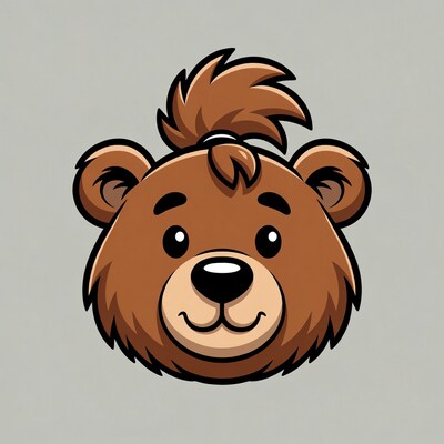 Cartoon bear with ponytail smiling