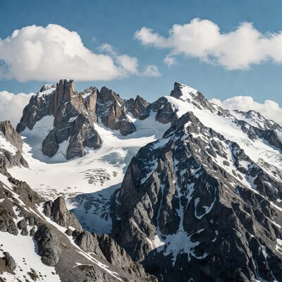 Snowy Dolomites Peaks with Glacier