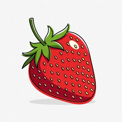 Cartoon strawberry on white background
