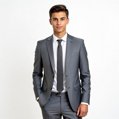 Young man in gray suit