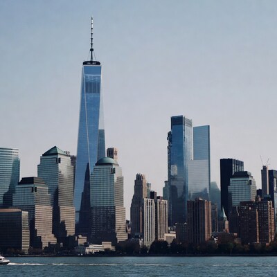 One World Trade Center skyline from water