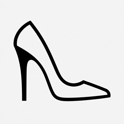 Black outline high heel shoe