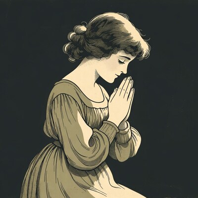 Woman praying with hands clasped