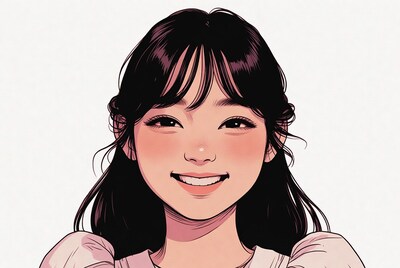 Smiling Asian girl illustration