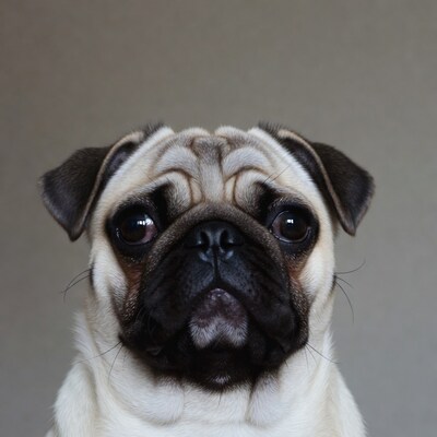 Close-up pug dog face