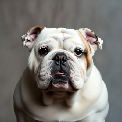 Close-up of Bulldog on Gray Background