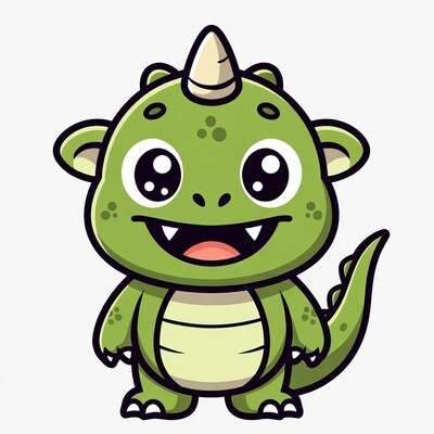 Cute green unicorn dinosaur illustration