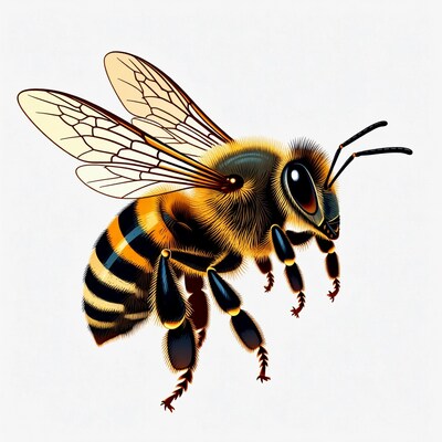 Flying Honey Bee Illustration