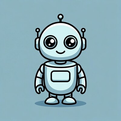 Cute cartoon robot smiling