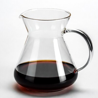 Glass pour-over coffee carafe with coffee