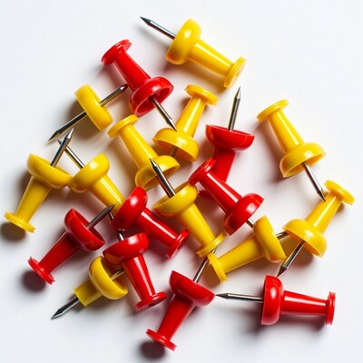 Red and Yellow Push Pins Pile