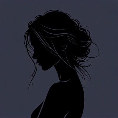 Woman silhouette with messy bun