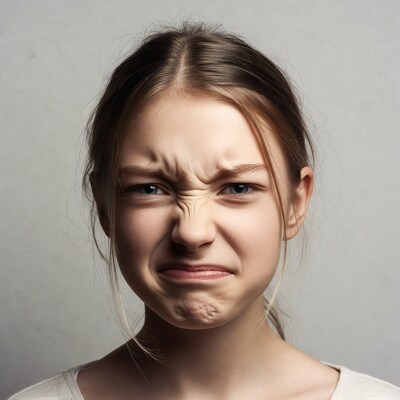 Girl making duck face pout