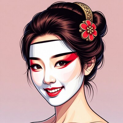 Asian woman in geisha makeup illustration